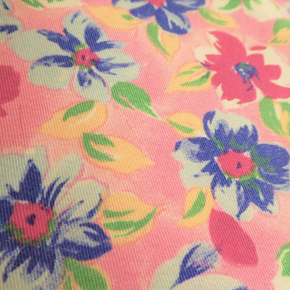 Vintage Pink Floral Pull On Pants Girly Retro Elastic Waist Cotton High Rise - Picture 2 of 8